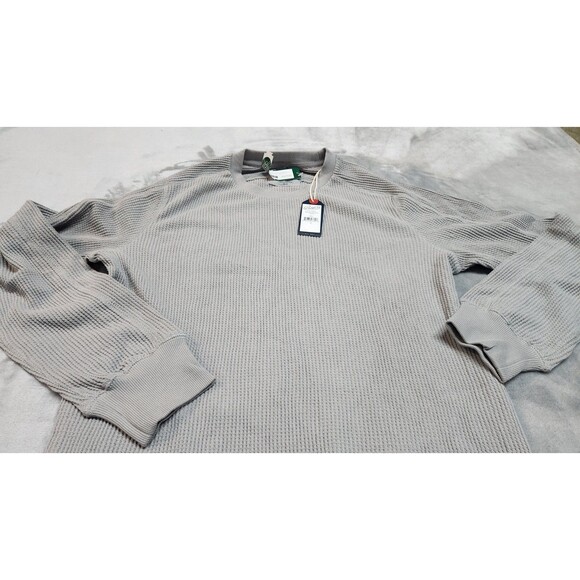 Grayers Mens Medium Gray Brawny Waffle Crew Shirt Long Sleeve 100% Cotton NWT - Picture 2 of 10